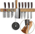 Premium 24 inch Magnetic Knife Holder for Wall with 2x Storage & Charming Wood - Knife Magnetic Strip, Under Cabinet Magnet Knives Storage - Magnet Strip Rack Kitchen Utensil Holder Organizer Tool by NOVAWARE