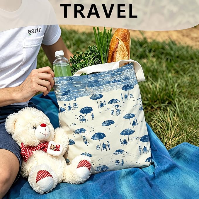 Summer Coastal Beach Canvas Tote Bag - Image 2