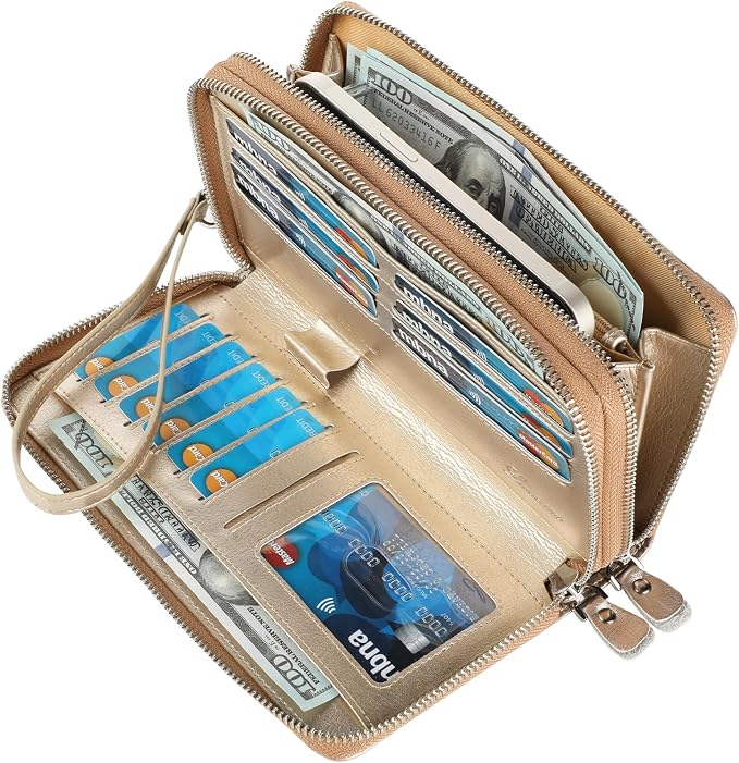 Small Compact Women Wallet RFID Blocking Genuine Leather Bifold Purse with ID Windows - Image 2