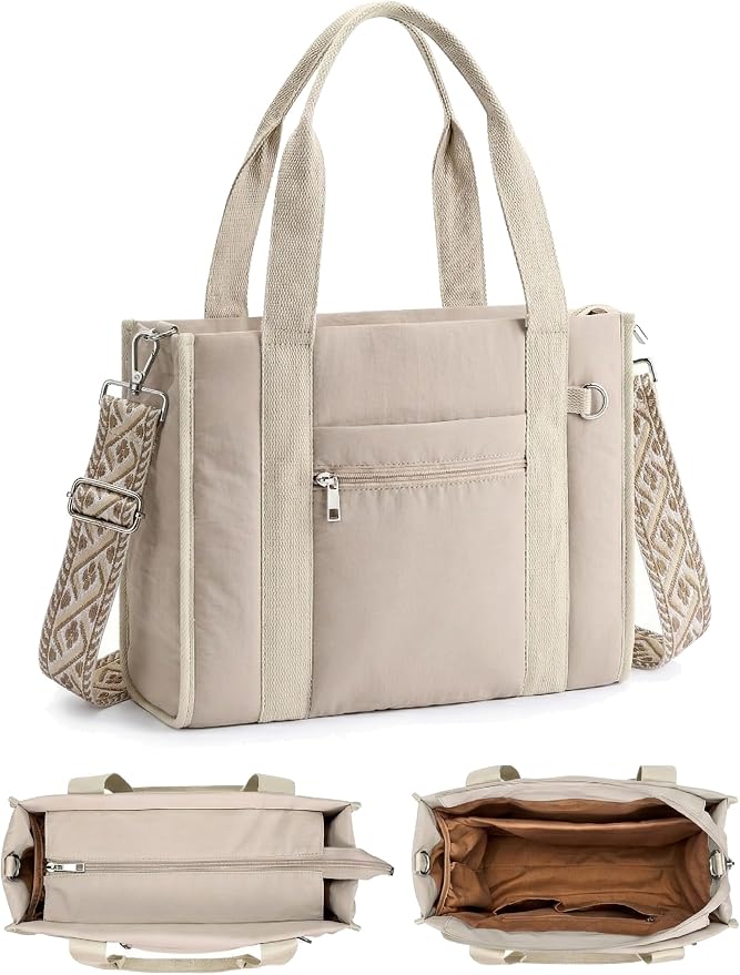 Work Tote Bag for Women, Lightweight Puffer Tote Crossbody with Zipper | Travel Utility Tote Multi-Pocket, RFID Pocket, Large Capacity, Luggage Sleeve, Shoulder Bag for Office, Daily, Gym, Teacher by FancyForest