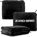 Zero Grid Lightweight Airplane & Travel Blanket with Foot Pockets, Black | Compact Wearable Blanket with Neck Snaps, Zips & Converts to Soft Pillow for Ultimate Comfort by ZeroGrid