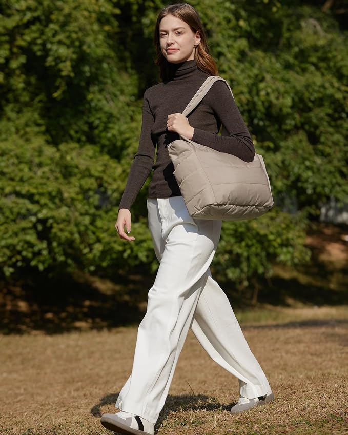 BAGSMART Tote Bag for Women, Lightweight Puffy Tote Bag with Compartments Shoulder Bag Handbag for Travel, Work, Gym | Lightweight - Image 2