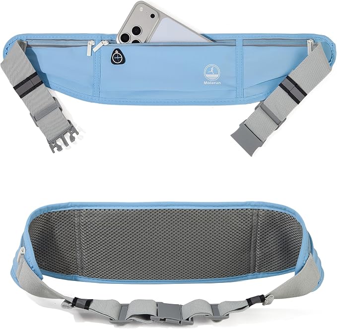 Slim Running Belt Fanny Pack, Phone Holder Waist Pack Money Belt - Blue - Image 4