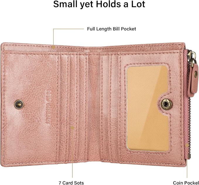 Ultra Thin Small Compact Leather Womens Girls Wallets RFID Blocking Credit Card Holder for Women - Image 4