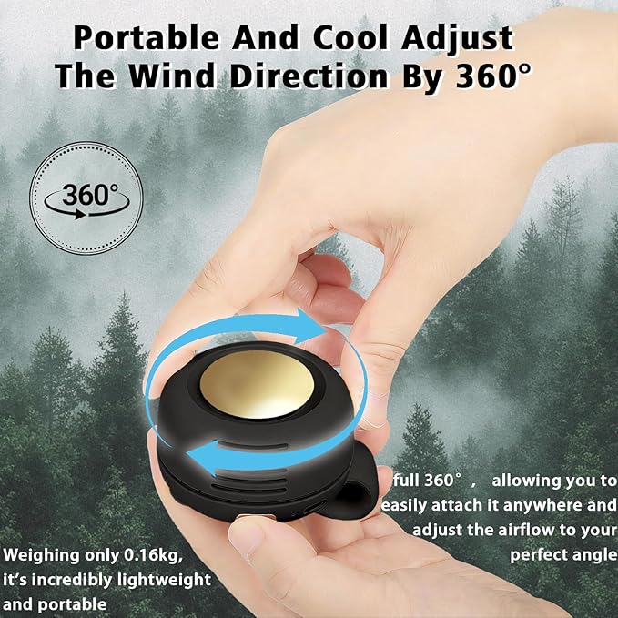 Portable Clip-On Fan, Mini USB Rechargeable 360° Rotatable Fan, Personal Fan 3-Speed Silent Mini Bladeless Fans (2 pack(Black+Black)) - Image 4