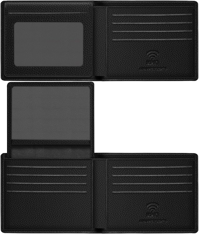 Travelambo Genuine Leather Wallet for Men with Gift Box - Handmade Bifold Stylish - Mens Wallets Rfid Blocking with 2 ID Windows - Image 9