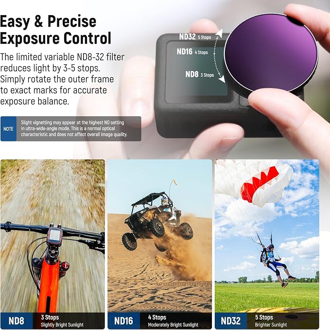 NEEWER ND Filter Kit Compatible with DJI Osmo Action 5 Pro/4, Variable ND 8-32 + CPL + Black Diffusion 1/4 for Mist Cinematic Effect Filter, Multicoated HD Action Camera Accessories, FL-52 - Image 3