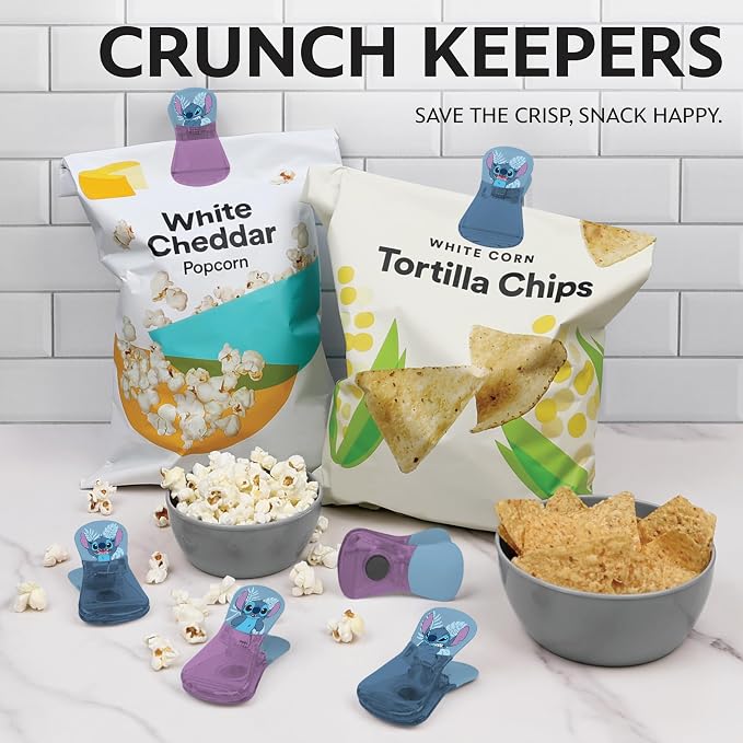 Disney Stitch Magnetic Chip Clips, Set of 6 | Airtight food storage bag clips for snack, cereal, and coffee bags, great for pantry and fridge, magnet displays kids artwork - Image 2