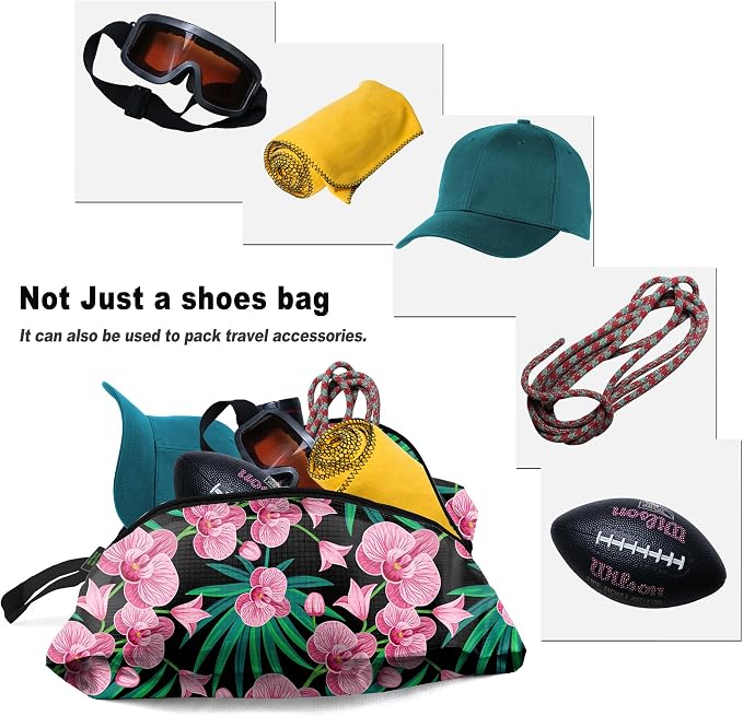 BeeGreen Shoe Bags 6 Pack Flower Design for Travel with Handle as Packing Organizers for Suitcase and Luggage | Portable Nylon Storage Accessories for Vacations, Essential Gifts for Women and Men​ - Image 5