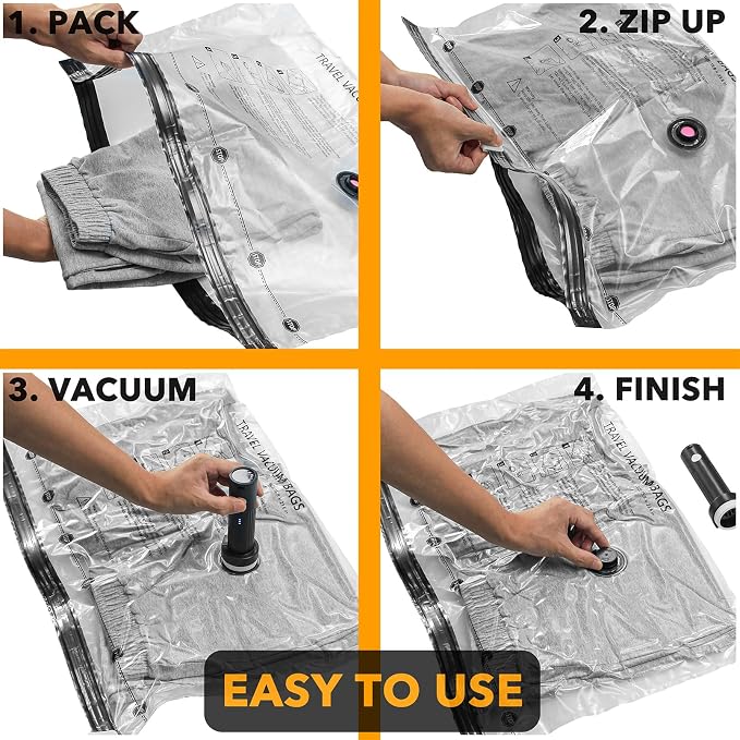 SpaceAid Travel Vacuum Bags for Luggage with Electric Pump, 27 Pack Vacuum Seal Bags for Clothing Travel, Space Saver Compression Bag for Backpack and Suitcase - Image 5