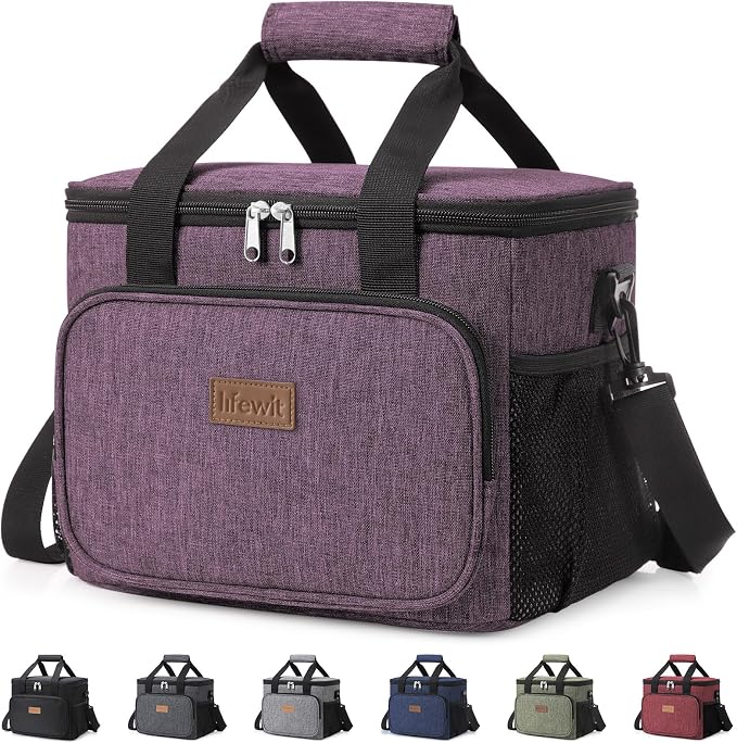 Lifewit Large Lunch Bag, Insulated Lunch Box, Soft Cooler Cooling Tote for Adult Men Women, Purple 24-Can (15L) by Lifewit