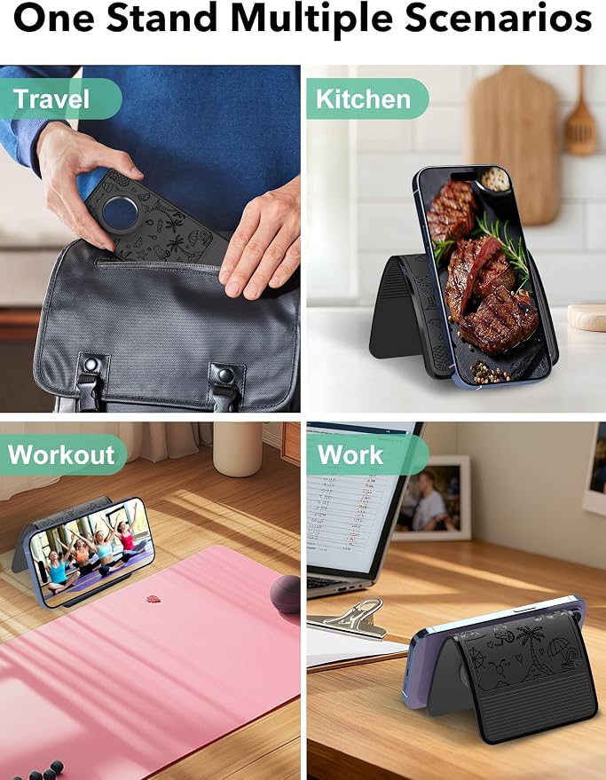 Magnetic Airplane Phone Holder, Foldable Flexible Phone Stand | Travel Essentials Phone Mount for MagSafe, Universal Hands-Free Airplane Gadgets for Flying, Plane, Office, Home, Kitchen - Image 7