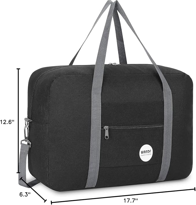 WANDF Personal Item Travel Bag, Carry On Duffle Bag Women | 18x14x8 inches, Airline Underseat Aprroved, Weekend Overnight Trips, Lightweight Packable - Image 8