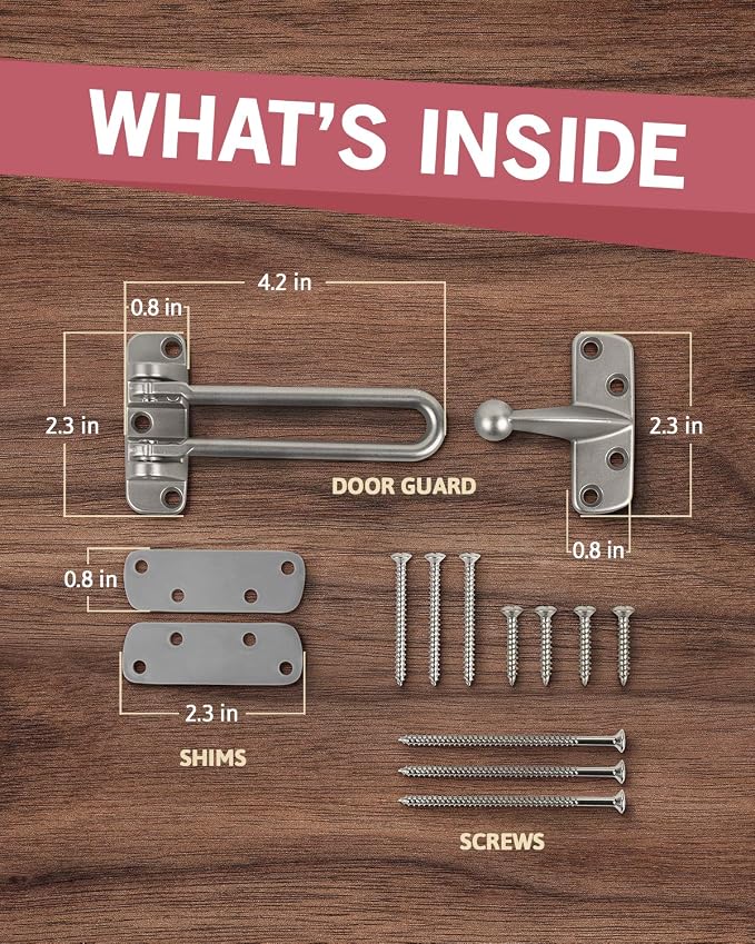 Jack N’ Drill Swing Bar Door Lock Durable Door Guard for Back & Front Doors, Childproof Door Security Made from Reinforced Diecast Metal for Home Security (Satin Nickel, 2 Pack) - Image 2