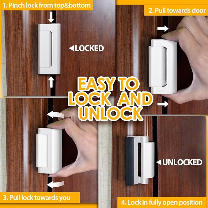 Door Lock for Kids Safety Home Security Front Door Reinforcement Lock Latch | Child Proof Door Safety Locks from Inside, Top Flip Latches Lock Withstands 800 lbs for Inward Swinging Doors High Night Lock - Image 4