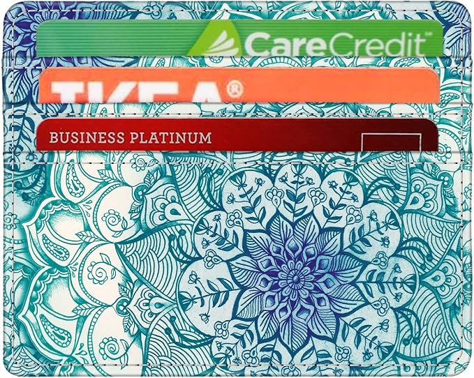 FINTIE Slim Minimalist Front Pocket Wallet RFID Blocking Credit Card Holder | Card Cases with ID Window for Men Women, emerald Illusions - Image 3