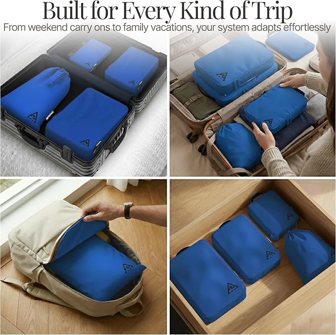 4-Piece Luxury Compression Packing Cubes & Bags for Travel – Maximize Space in Luggage with HybridMax Double-Capacity Design, 50 Luggage Tags, Patented Suitcase Organizer Bags, Lifetime Satisfaction - Image 6