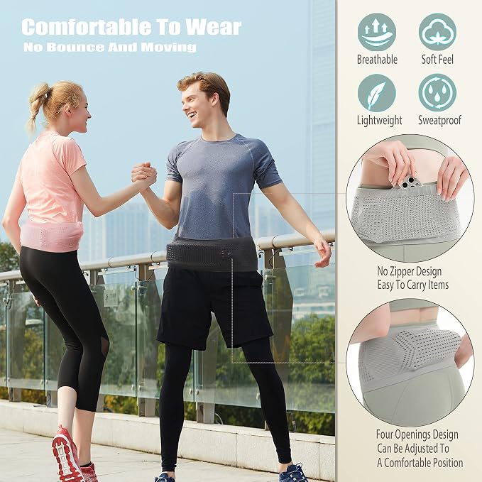 Slim Running Belt for Men Women, Running Fanny Pack, Phone Holder for Running, Waist Bag, Moisture Wicking Storage Belt Bag for Walking, Travel, Sports, Hiking, Workout - Image 4