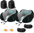 CloudBliss Memory Foam Travel Neck Pillow, Set of 2, Black & Black | Travel Neck Pillow for Long Flight, Train, Car & Office, Plane Travel Accessories with Eye Mask, Earplugs, Storage Bag by CloudBliss