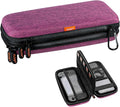 Purple Double-Layer Hard Shell Carrying Case,Travel Cable Pouch | Portable Electronic Organizer Travel Zipper Pouch,Tech Accessories Storage Bag for Charger, Adapter,Power Bank, Phone, Cable by GLCON