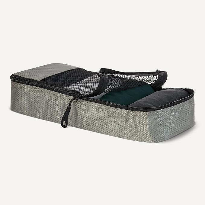 Amazon Essentials 4-Piece Slim Packing Cubes, Travel Accessories Set, Luggage Organizer, Suitcase Organizer with Double Zipper, Mesh Top, Space-Saving, Gray (Previously Amazon Basics) - Image 3