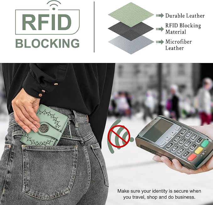 Tipmile Small Wallet for Women Bifold RFID Blocking Card Holder Leather Wallets with Zipper Coin Pocket - Image 3
