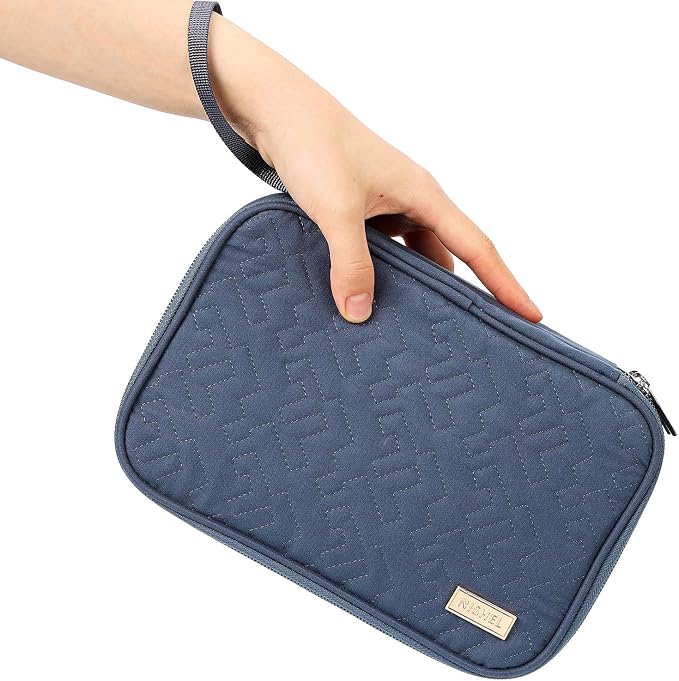 NISHEL Travel Cord Organizer Case, Double Layers Tech Electronic Bag, Essentials for Charger, Cable, Phone, Flash drive, Large, Aegean-Blue | Double-layer bag keeps chargers, cables, flash drive, and small tech essentials organized for trip, Large, Aeg... - Image 3