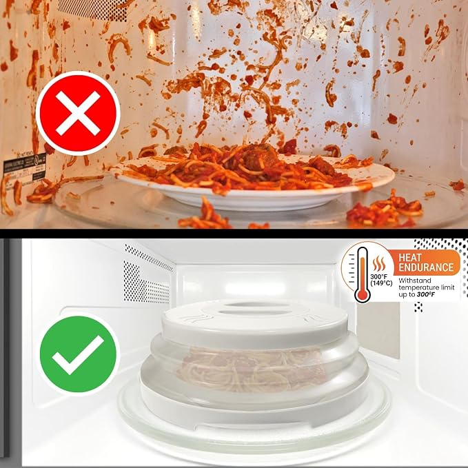 HOVER COVER Magnetic Microwave Splatter Cover - 12-Inch Collapsible - White | High Power, Stronger Magnetic Grip, BPA-Free Lid, Vented Plate Guard with Steam Vents, Dishwasher Safe, Space-Saving Storage - Image 5
