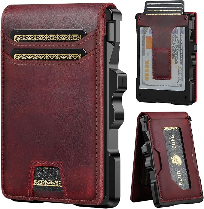 Genuine Leather Wallet for Men: Slim RFID Smart Minimalist Wallet | Credit Card Holder for Front Pocket wallet with Money Clip Full Grain - Gift for Husband Father on Birthday Anniversary by FURID