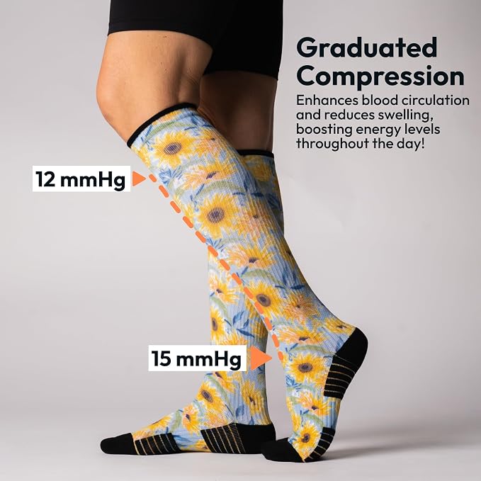 Viasox Compression Socks for Women and Men, Knee High Socks 12-15 mmhg Circulation Support for Flight, Travel, Daily - Image 2