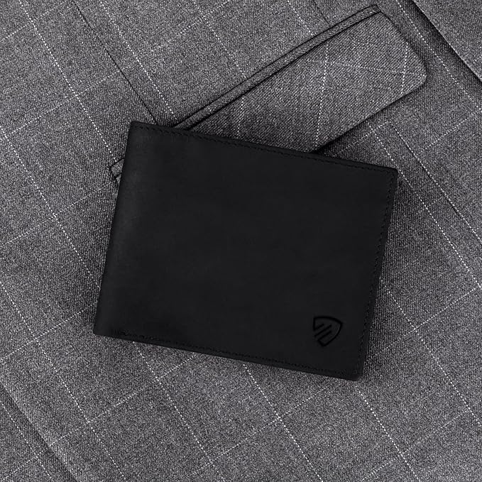 RUNBOX Wallet for Men|Slim Bifold Rfid Blocking Leather Wallet|Front Pocket | Genuine Leather,Handmade,8 Card Slots,ID Window,Money Pocket,Coin Pocket, Gift for Men,Minimalist Compact - Image 7