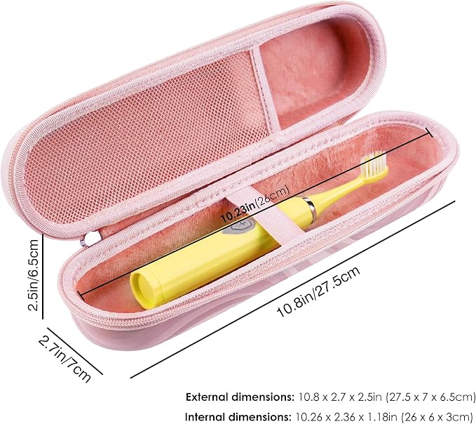 Dual Electric Toothbrush Case, Portable Bag for Travelling, Large Toothbrush Case Holder Compatible with AquaSonic, Sumkyle, Oral-B iO Series, Philips Sonicare (Pink) - Image 3