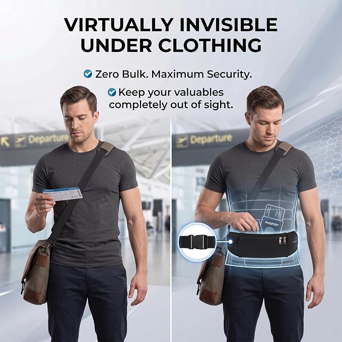 The Belt of Orion Money Belt, Anti-Theft Travel Waist Pack, Slim 9x4in | Money Belt, Anti-Theft Design, Passport & Cash Holder, Slim Fit 9x4in, For Men & Women - Image 3