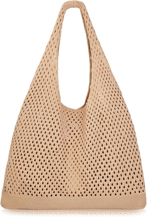 COOKOOKY Crochet Beach Tote bag Summer Beach Bag for Women Aesthetic Mesh Tote Bag Hippie Bag Knit Bag by COOKOOKY