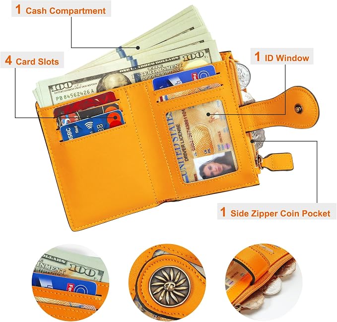 Tipmile Small Wallet for Women Bifold RFID Blocking Card Holder Leather Wallets with Zipper Coin Pocket - Image 2