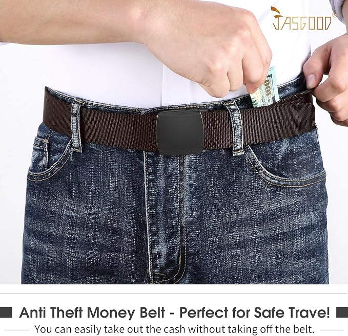 Travel Security Money Belt with Hidden Money Pocket - Cashsafe Anti-Theft Wallet Unisex Nickel free Nylon Belt by JASGOOD - Image 2