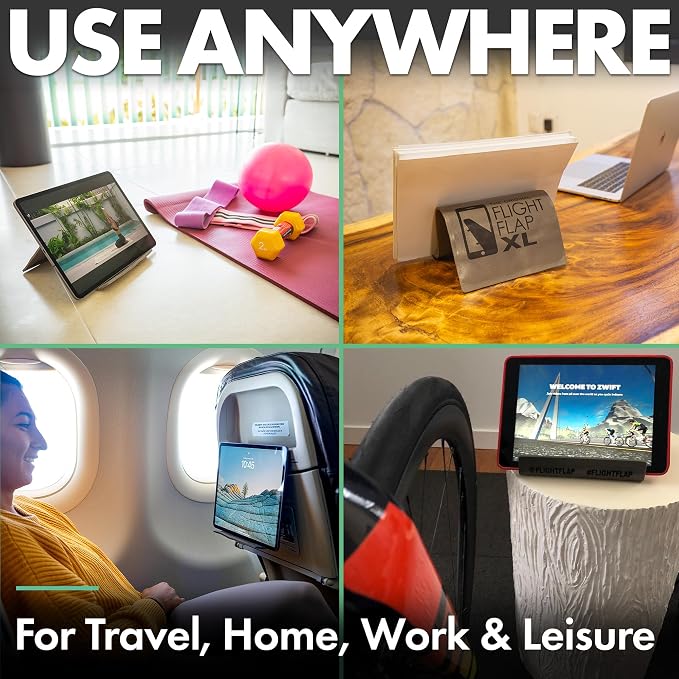 Airplane Phone Holder, Flexible Airplane Tablet Holder Travel | Extra Large 12 in x 7 in, Matte Gray, Foldable Design, Fit Ipad, Kindle, Folding Cellphone Stand for Desk, Bed, Treadmill - Image 6