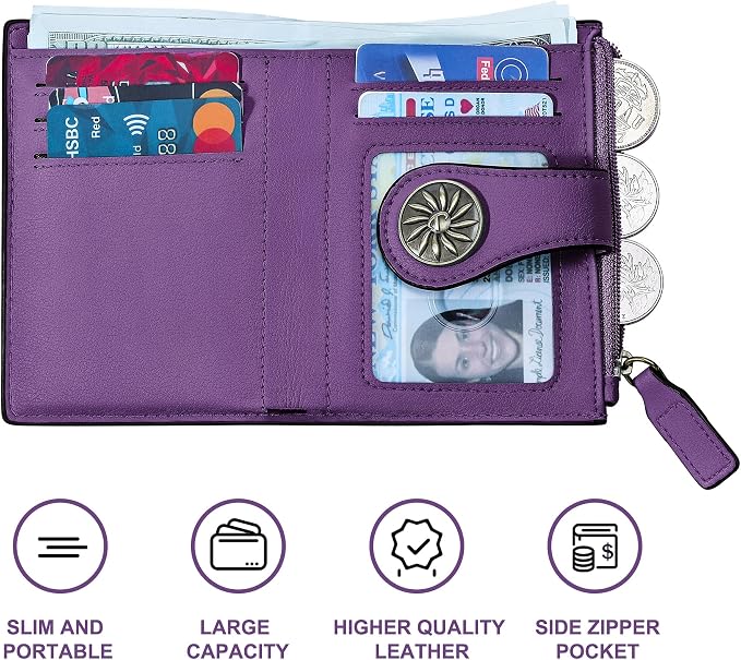 Tipmile Small Wallet for Women Bifold RFID Blocking Card Holder Leather Wallets with Zipper Coin Pocket - Image 6