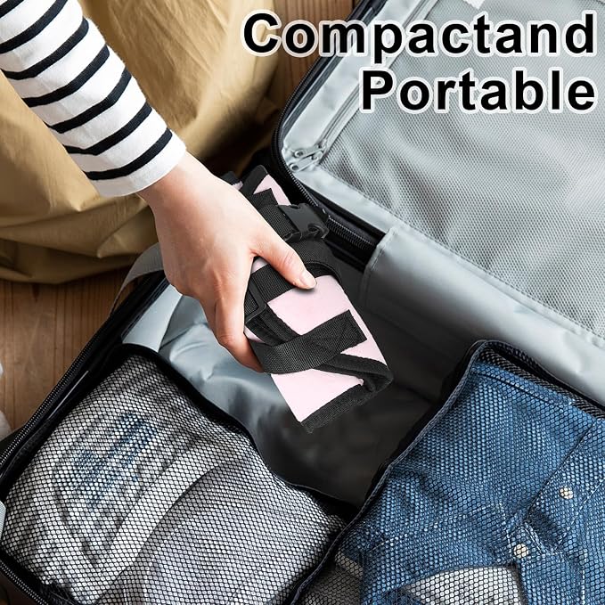 Airplane Foot Rest (Travel Comfortably), Pink Nylon Foot Hammock with Adjustable Metal Frame, Perfect for Airplane, Train, or Office Use - Image 5