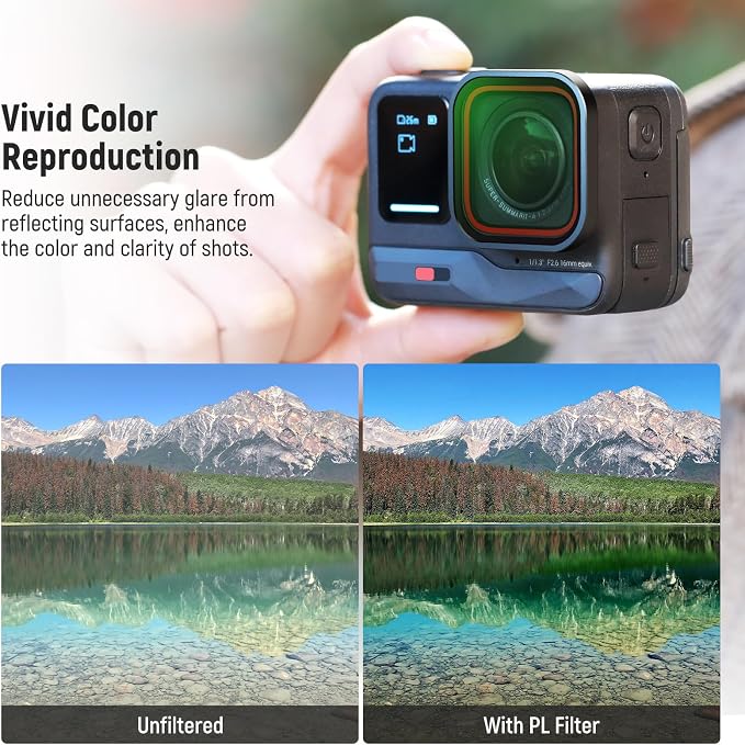 NEEWER ND & CPL Filter Set Compatible with Insta360 Ace Pro, ND16 ND32 ND64 CPL 4 Pack Action Camera Accessories Polarizer Neutral Density Filters with Multi Coated Optical Glass & Slim Aluminum Frame - Image 3