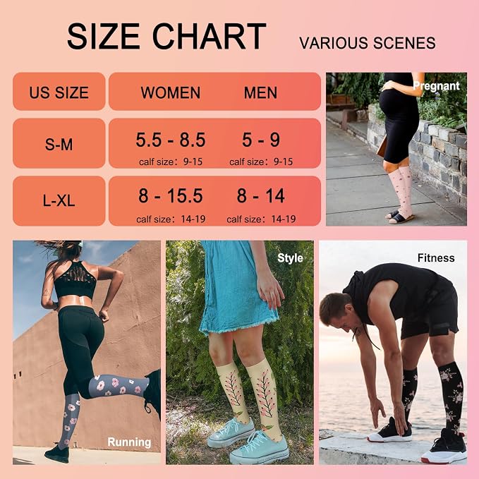 4 Pairs Compression Socks for Women Circulation-Best Support for Nurses,Running,Athletic,Travel - Image 6