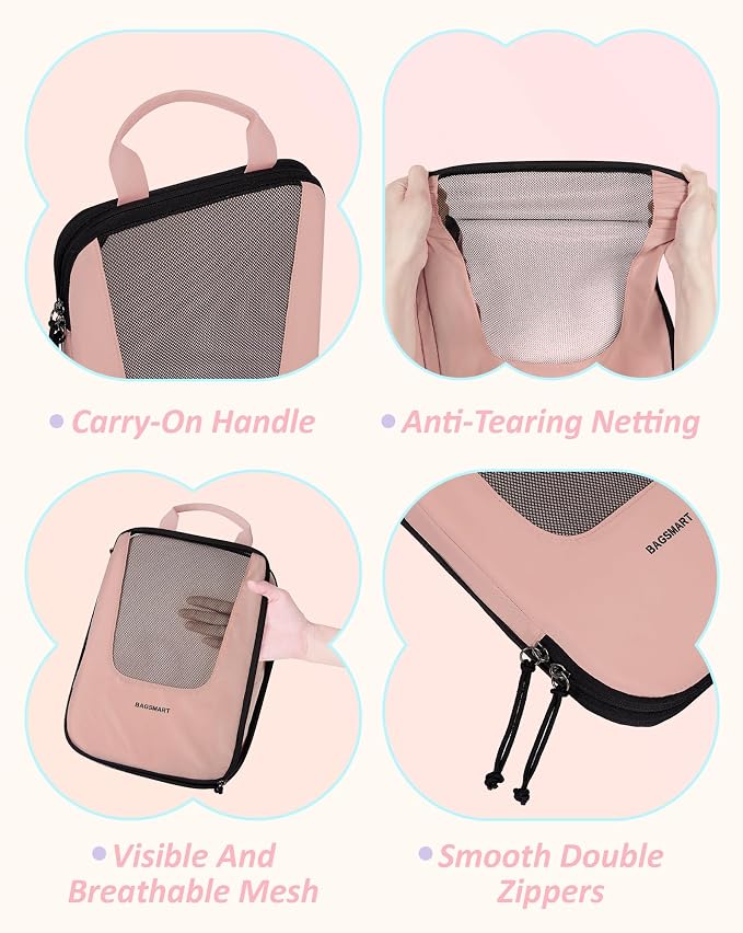 BAGSMART Compression Packing Cubes for Travel, 6/5/4set Lightweight Packing Organizers, Summer Travel Essentials Suitcase Organizer Bags Set - Image 6