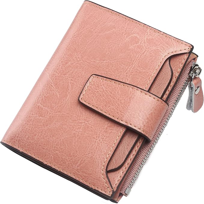 Small Compact Women Wallet RFID Blocking Genuine Leather Bifold Purse with ID Windows by Lavemi