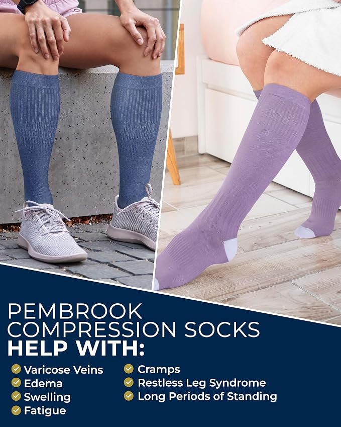 Pembrook® Light Compression Socks for Women - 3 Pairs | 8-15 mmHg Cotton Compression Socks for Pregnancy, Knee High Comfort - Image 5