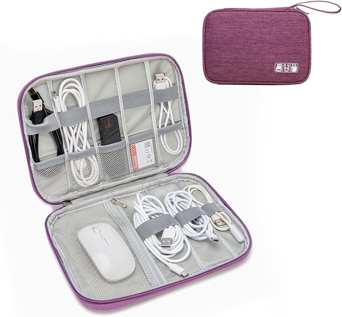 Cable Organizer Bag, Electronics Case for Cords, Chargers & Tech | Organize cables, chargers and power banks with elastic loops, mesh pockets and a slim design for travel. by Unknown