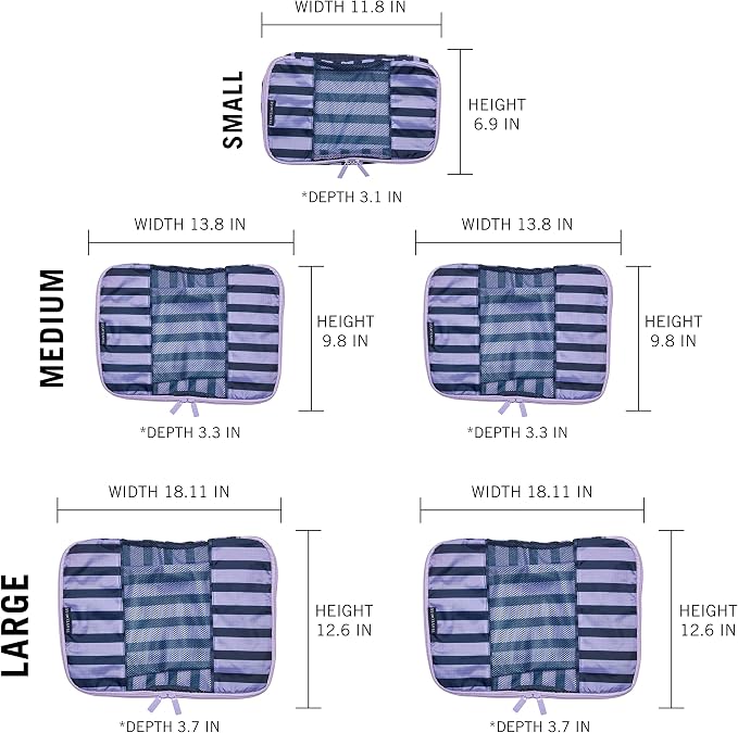 Travel Wise Packing Cubes for Travel - 5 Piece Set with Pattern Design, Lightweight Ripstop Nylon Luggage Organizers with Mesh Panel, Small Medium Large Sizes - Image 3