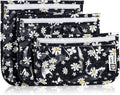 HIONXMGA Set of 3 Clear Travel Toiletry Bag, TSA Approved, Quart Size S/M/L | Clear Front Zipper Pouches Waterproof Cosmetics Bags for Women Kids Toiletries Baby Essentials Well-Organized Carry, Petals by HIONXMGA