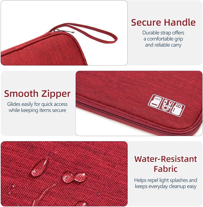 Cable Organizer Bag, Electronics Case for Cords, Chargers & Tech | Organize cables, chargers and power banks with elastic loops, mesh pockets and a slim design for travel. - Image 5
