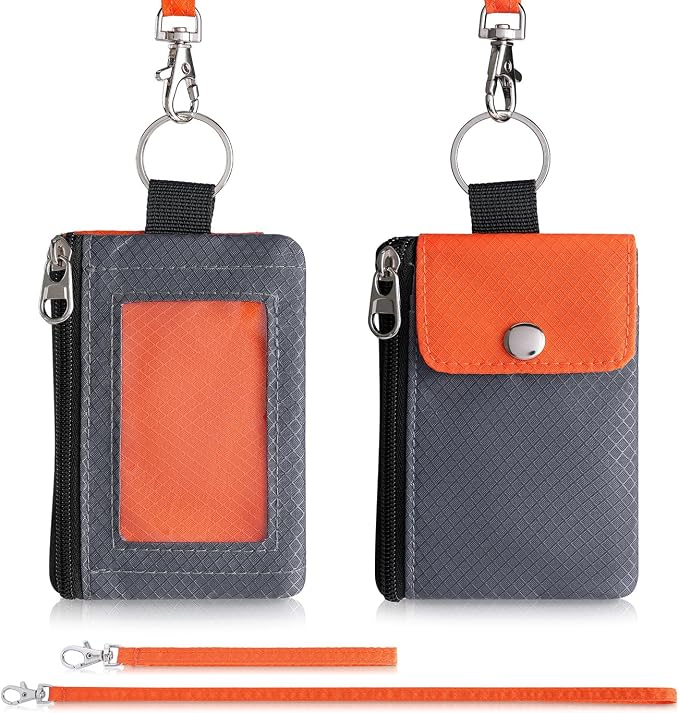 Artpaxy Minimalist Wallet For Mens Womens, Keychain RFID Blocking Zipper Small Wallet with ID Window 2 Lanyards,Water Resistant Travel Cash Card Coin Case Boys Girls - Image 7