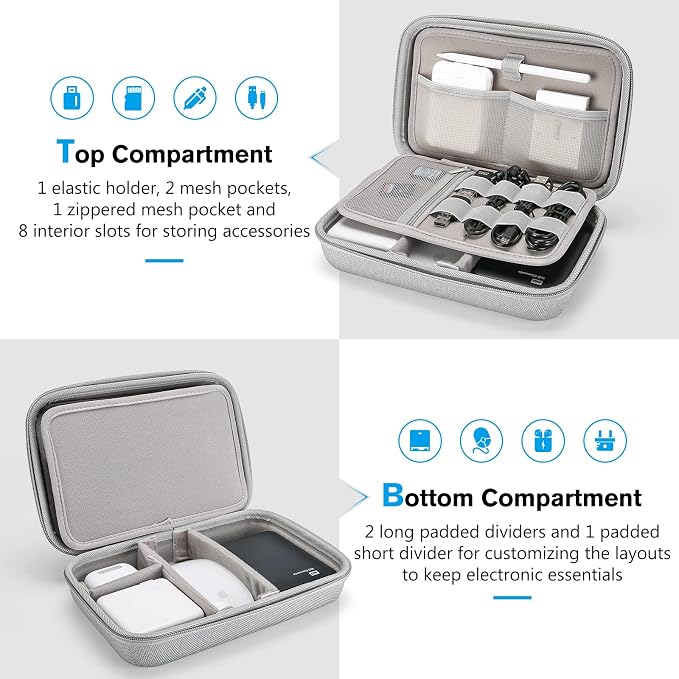 ProCase Hard Travel Electronic Organizer Case for MacBook Power Adapter Chargers Cables Power Bank Apple Magic Mouse Apple Pencil USB Flash Disk SD Card Small Portable Accessories Bag - Image 3
